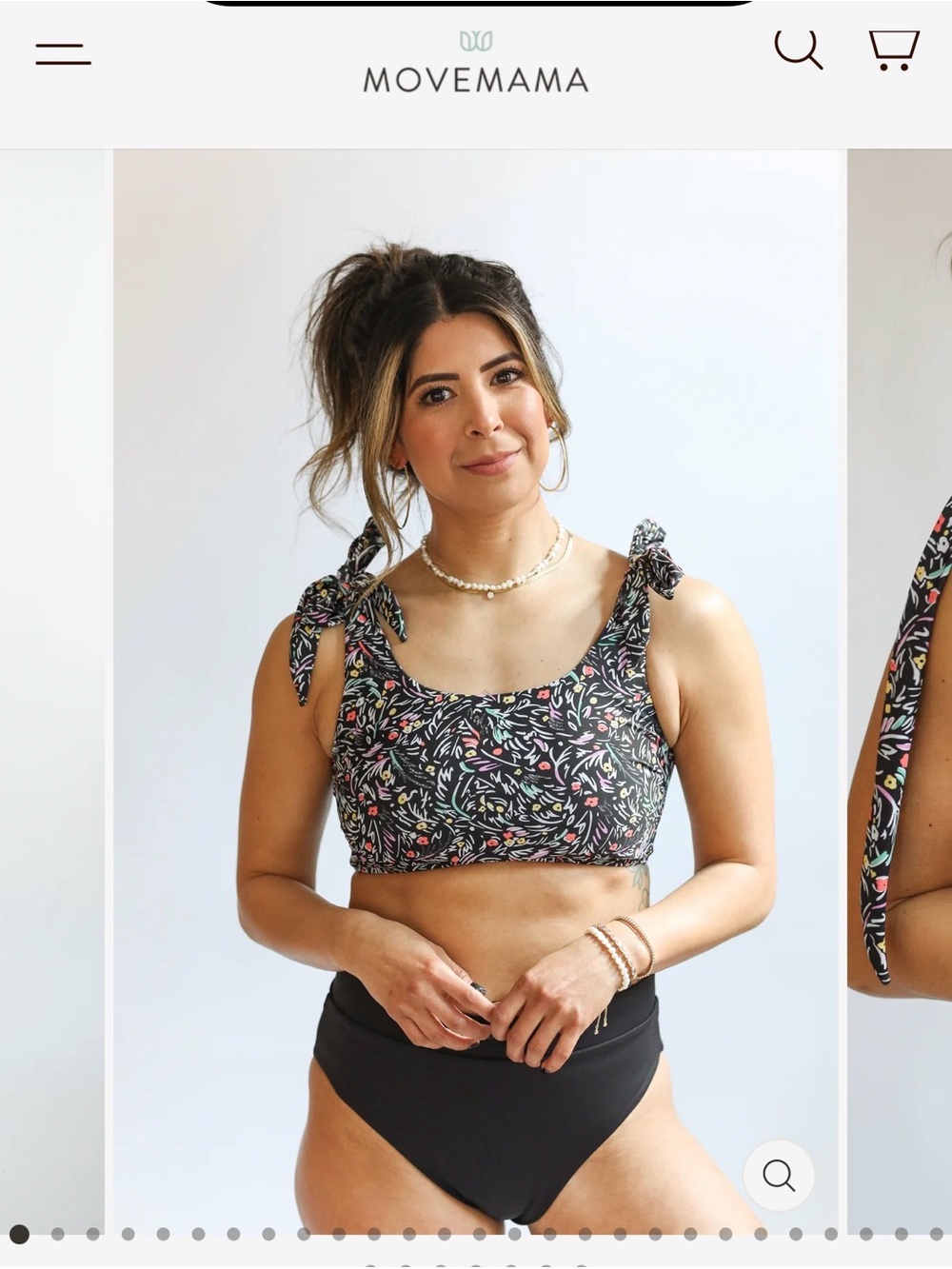 Movemama TIE SHOULDER BREASTFEEDING SWIMSUIT TOP - Black Floral